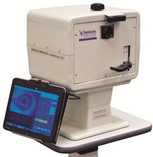 Freedom Meditech’s ClearPath DS-120 Lens Fluorescence Biomicroscope is a tool designed to evaluate the crystalline lens of the human eye to detect chronic disease. 