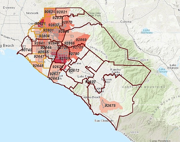 Census tract by the Orange County Health Care Agency