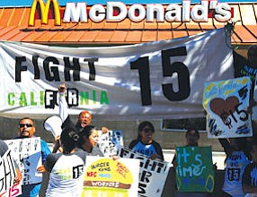 Labor: Workers rally for living wage outside L.A. McDonald’s.