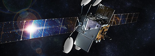 Viasat Inc. launched its ViaSat-2 satellite in June 2017. It is planning to launch new satellites that will make ViaSat-2 seem slow by comparison. Rendering courtesy of Viasat Inc.