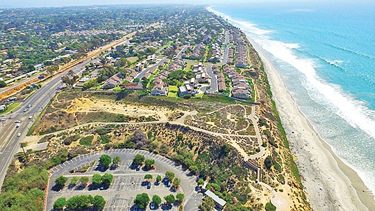 Aerial view shows the site of a 130-room luxury hotel by Fenway Capital Advisors and JMI Realty on a 4.3-acre coastal lot 
in Encinitas. Photo courtesy of Fenway Capital Advisors and JMI Realty