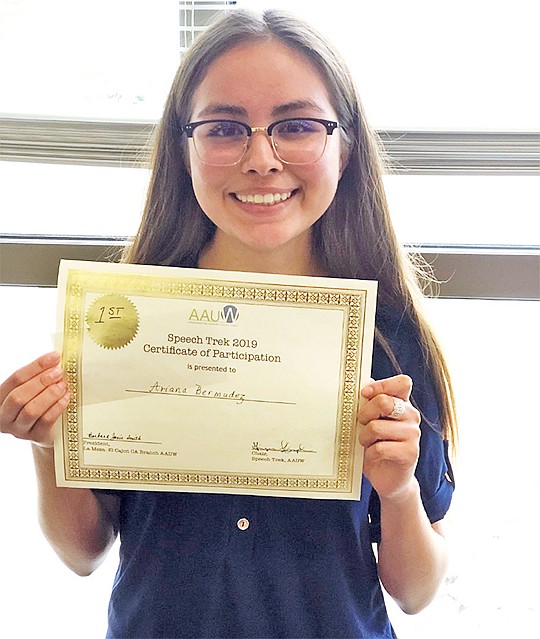 Ariana, a student at Patrick Henry High School and a student ambassador for Reality Changers, was the first-place winner of the Association for the Advancement of University Women’s regional speech competition. Photo courtesy of Reality Changers
