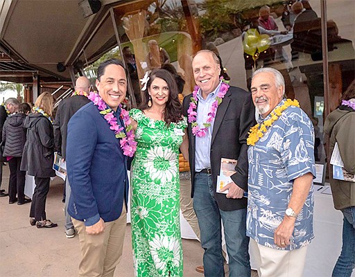 Todd Gloria, left, honorary chair and assembly member; Rosamaria Acuña, Realtor; Ken Kramer, producer/host of ‘About San Diego,’ and Bali Hai Restaurant owner Larry Baumann at the San Diego Architectural Foundation’s Open House San Diego event. Photo courtesy of the San Diego Architectural Foundation