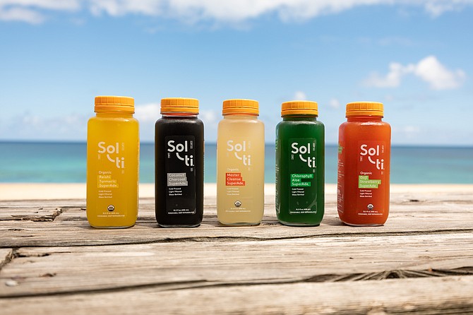 Sol-ti makes unpasteurized organic living beverages, including a cleanse, stored in glass bottles through a unique UV light filtration process that uses light rays to preserve the liquid. Photo courtesy of Sol-ti.