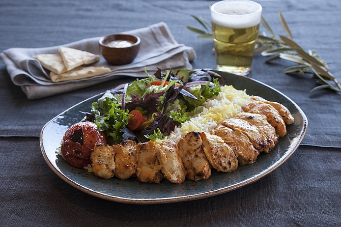 Luna Grill offers Mediterranean dishes of kabobs, rice plates and salads, among other items, at around $12 per dish. Photo courtesy of Luna Grill Restaurants LLC.
