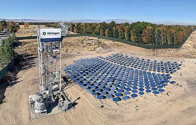 Heliogen’s testing facility in Lancaster uses mirrors to concentrate sunlight.