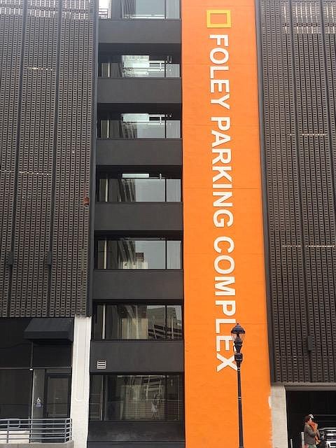 A downtown parking garage has been renovated and reopened. Photo courtesy of Foley Development.