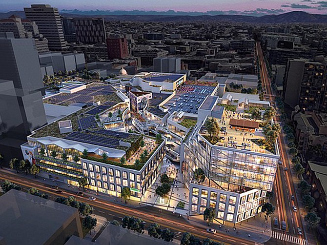 Rendering courtesy of Stockdale Capital Partners.
Stockdale Capital Partners is moving forward on the next phase in redeveloping the former shopping center into a downtown office campus.