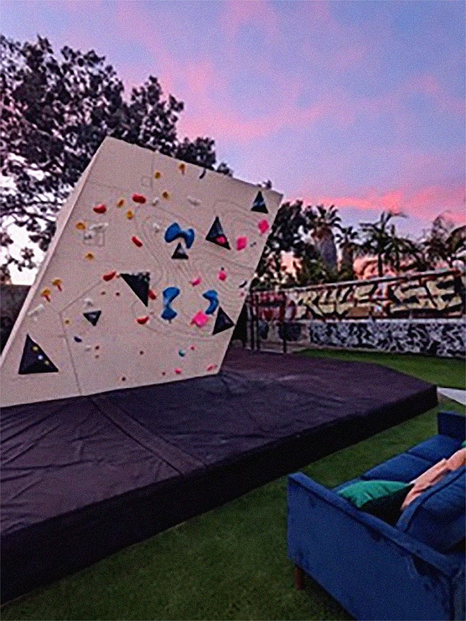 A 15-foot climbing wall is the centerpiece of an outdoor bouldering center in Logan Heights. Photo courtesy of Jordan Romig