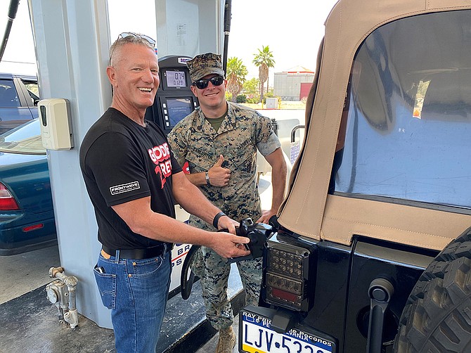 Frontwave Credit Union staffers pumped free gas in May at Camp Pendleton Service Stations. Photo courtesy of Frontwave Credit Union