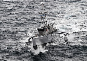 Seahawk medium displacement unmanned surface vessels like this one took part in the 2022 RIMPAC exercise. Such vessels have been seen on San Diego Bay. Photo courtesy of U.S. Navy via DVIDS.